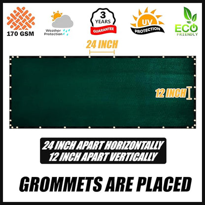 Royal Shade Custom Size 4' x 32' Green Fence Privacy Screen Windscreen Cover Netting Mesh Fabric Cloth - Cable Zip Ties Included (We Make Custom Size)