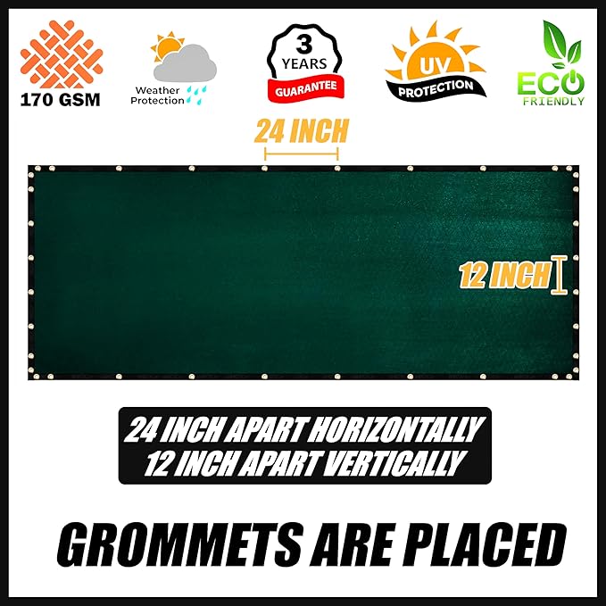 Royal Shade Custom Size 4' x 145' Green Fence Privacy Screen Windscreen Cover Netting Mesh Fabric Cloth - Cable Zip Ties Included (We Make Custom Size)