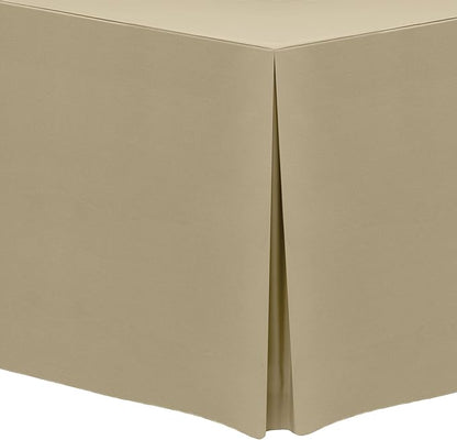 Ultimate Textile 5 ft. Fitted Polyester Tablecloth - Fits 30 x 60-Inch Banquet and Folding Rectangular Tables - 42" H, Camel Light Brown