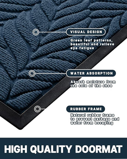 Yimobra Front Door Mat Outdoor Indoor, 29.5x17 All-Season Waterproof Door Mat Outside Entrance, All-Weather Non-Slip Outside Doormat for Garage Patio Entryway, Blue