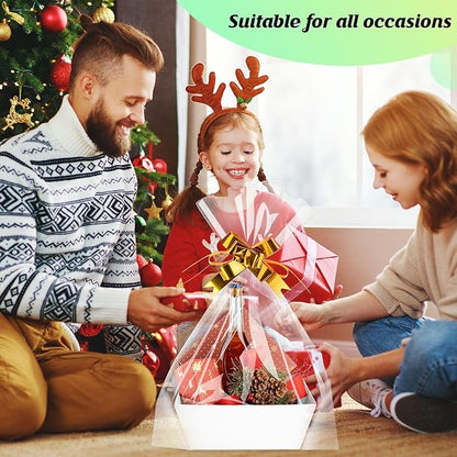 Fainne 74 Pcs Baskets for Gifts Empty Bulk DIY Empty Gift Basket Include 20 Kraft Cardboard Tray with Handles 30 Bags 24 Bows for Christmas Thanksgiving Birthdays Snacks Party, 8" x 6" x 3"(White)