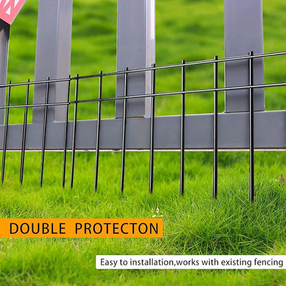 Adavin Small/Medium Animal Barrier Fence 25 Pack 20 in(L)X 10 in(H) Underground Decorative Garden Fencing,Dog Rabbits Fences Black Metal Fence Panel Ground Stakes for Outdoor Patio.Total Length 42 Ft