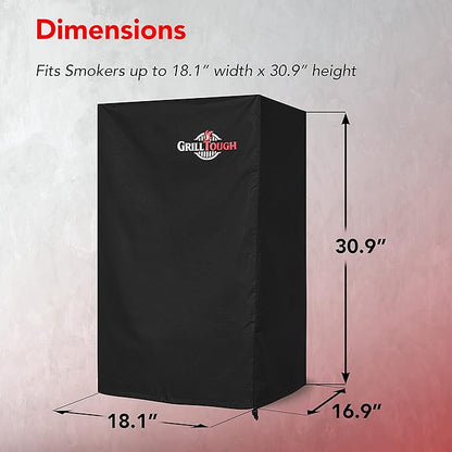 Heavy Duty Smoker Cover, 30 Inch – Waterproof, Weather Resistant, UV & Fade Resistant with Adjustable Straps – BBQ Cover for Flat Grill, Black