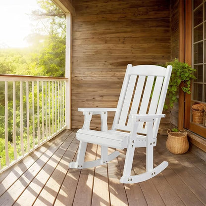 VINGLI Heavy Duty 600 LBS Outdoor Wooden Rocking Chair - Image 2