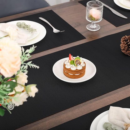 Myir JUN Table Runner, Vinyl Table Runner Indoor 72 Inch Long Arbitrarily Cropped Runner for Table Heatproof for Home Party (Black, 15 x 72 inch)