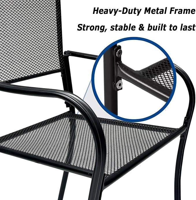 Patio Dining Chairs Set of 2, Metal Mesh Patio Furniture Set - Image 5