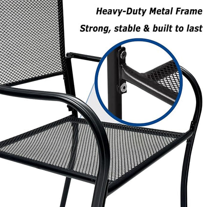 Patio Dining Chairs Set of 2, Metal Mesh Patio Furniture Set - Image 5