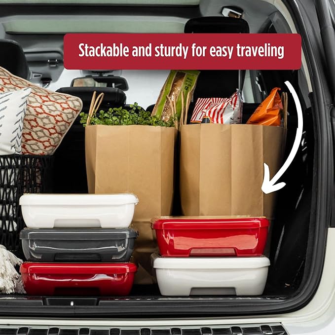 Fancy Panz - Red Classic Aluminum Foil Pan Carrier with Lid - Elevated Food Serving Tray - Portable Casserole Carrier with Lid - Made in The USA Hosting Essentials