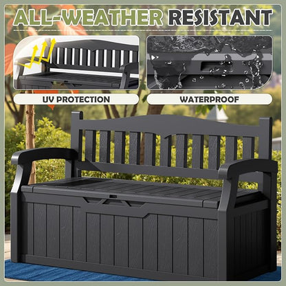 Homall 75 Gallon Outdoor Storage Benches Lockable Deck Box Waterproof | UV - Image 5