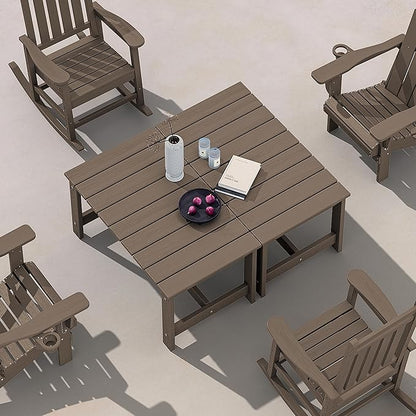 SERWALL HDPE Patio Coffee Table, Rectangle Outdoor Coffee Table, All Weather Patio Table for Deck, Pool, Balcony, Indoor or Outdoor Use, Coffee