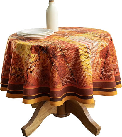 Maison d' Hermine Table Cloth Round Table 100% Cotton 63 Inches Fall Tablecloth Reusable Everyday Use for Thanksgiving Christmas Decorations Dining Farmhouse Party (Thanksgiving Tartan)