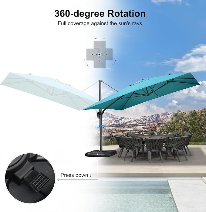 PURPLE LEAF Patio 11.5' x 11.5' Telescopic Umbrella - Image 6