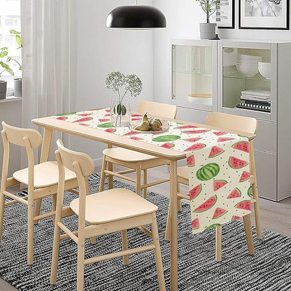 Watermelon Table Runner, Spring Summer Watermelon Theme Table Runner for Party Decoration Dining Room Holiday Home Kitchen 13x60in