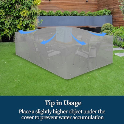 Easy-Going Rectangle Patio Furniture Cover Waterproof Outdoor Dining Table and Chair Cover Anti-UV Outside Sectional Sofa Set Covers (88"L x 58"W x 28"H, Grey)