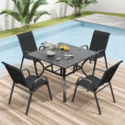 Patio Dining Chairs Set of 4 Outdoor Stackable Dining Chairs - Image 2