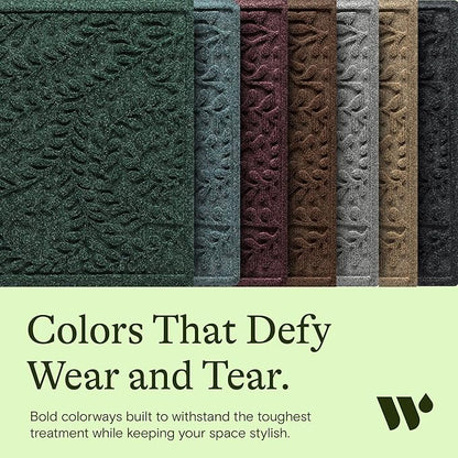 WaterHog Indoor/Outdoor Door Mat, 2' x 3', Made in USA, Durable & Skid-Resistant Front Door Rug, Decorative, Water-Trapping & Heavy-Duty Entryway Floor Mat For Your Home, Boxwood Collection, Evergreen
