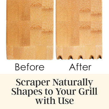 Totally Bamboo Grill Scraper with Bottle Opener – Bristle-Free Bamboo Wooden BBQ Scraper Tool for Outdoor Grill Cleaning – Safe for All Grates, Charcoal and Gas BBQs