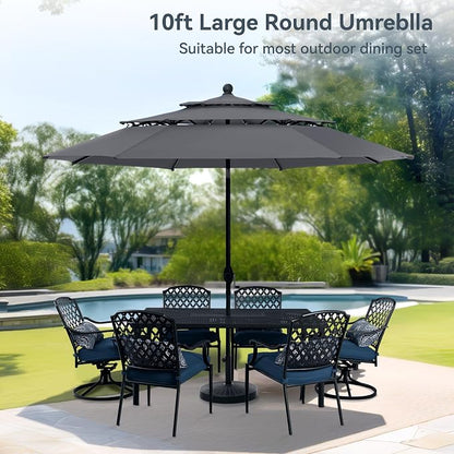 PHI VILLA 10ft Outdoor Patio Umbrellas, 3 Tier Vented Table Umbrella, 1.5" Pole - Image 9