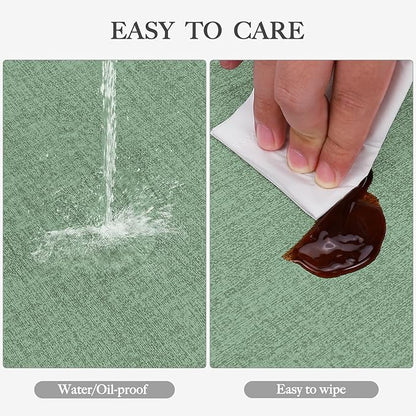 Faux Leather Heat Resistant Christmas Placemats Set of 6 – Waterproof Oilproof Wipeable Dining PU Vinyl Place Mat Easy Clean Table Mats for Kitchen/Dining/Party/Holiday, Dark Green