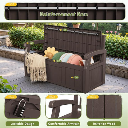 Greesum 80 Gallon Outdoor Storage Bench Deck Box - Image 4