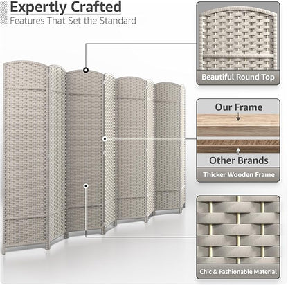 Sorbus 8 Panel Room Divider 6 ft. Tall - Privacy Screen, Extra Wide Double Hinged Panels, Mesh Hand-Woven Design, Partition Room Dividers and Folding Privacy Screens, Wall Divider for Room Separation