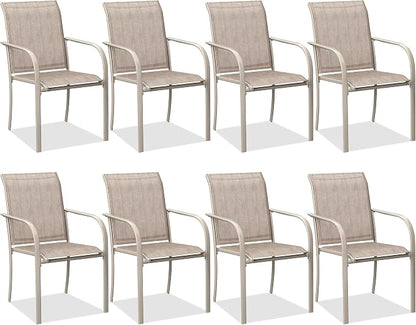 Outdoor Chairs Set of 8, Stackable Patio Dining Chairs by Offeroutdoorsolutions