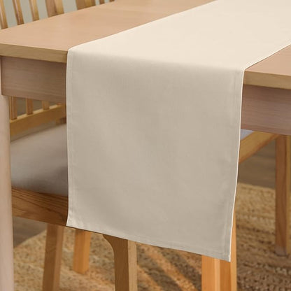 Encasa XO Table Runner 13"x59" Long | Cotton Canvas Fabric | Natural Solid Color | Machine Washable & Durable