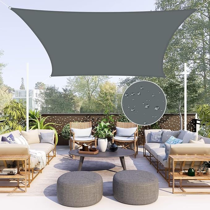 Neween Shade Sails, Waterproof Sun Shade Sail Rectangle UV Block Canopy Sun by Neween