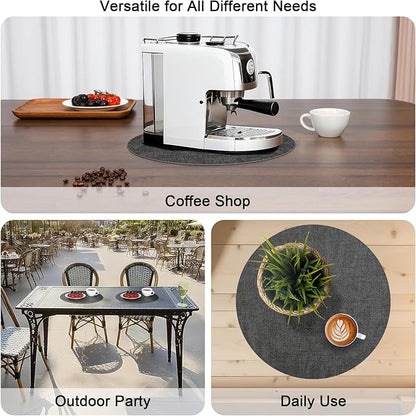 Myir JUN Round Placemats Dual Sided, Faux Leather Place Mats Set of 6 Indoor Placemat for Dining Table Outdoor Place Mat Non-Slip Washable Table Mats (Gray Beige, Set of 6)