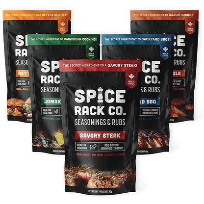 Spice Rack Co BBQ Seasonings And Rubs - Smoking & Grilling Spices and Seasonings Sets, BBQ Accessories & Smoker Accessories Gifts For Men, Unique Grilling Gifts For Men Who Have Everything (5pk)