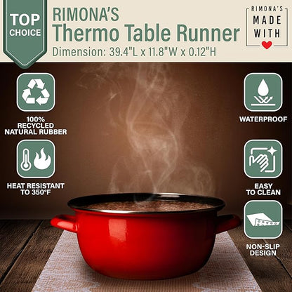 RIMONA'S Thermo Heat Resistant Table Runner and Trivet for Hot Dishes - Waterproof Hot Plates to Protect Table and Countertop - Kitchen & Dining 350F Heat Protector 40" - White Golden Marble
