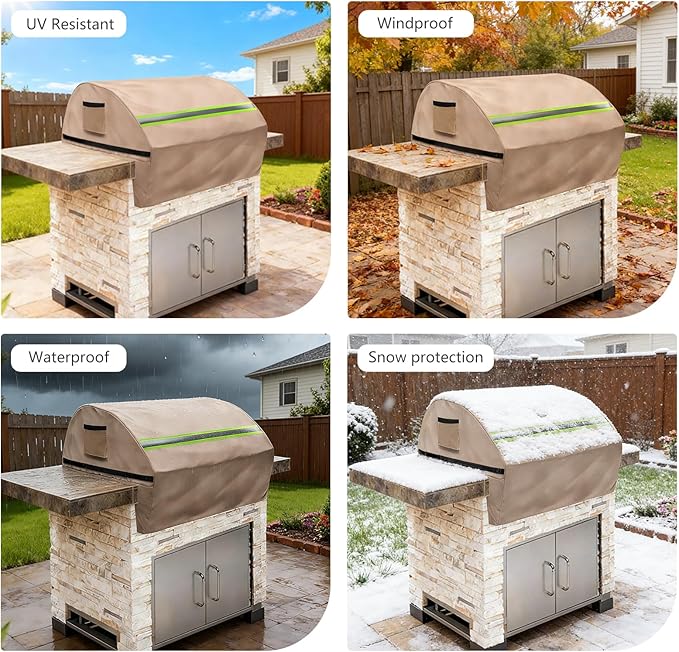 Built in Grill Cover for Lynx 36-Inch - Heavy Duty 600D Waterproof with Reflective Strips and Plush Lining,Protects The Built in Grill While Enhancing its Visual Appeal,25.5''L x 36''W x 26''H,Khaki