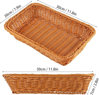 6 PCS 12x8 Inch Wicker Bread Basket, Woven Serving Basket, Tabletop Food Serving Basket for Restaurant, Bakery, Family Party, Hotel, Fruits, Vegetables and Snacks, Brown