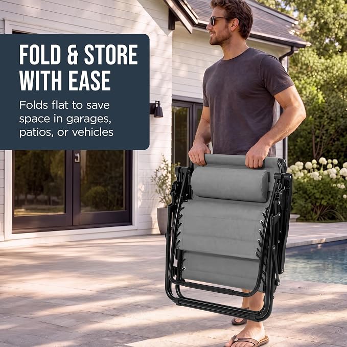 Best Choice Products Oversized Padded Zero Gravity Chair w/Canopy Headrest Cup - Image 8