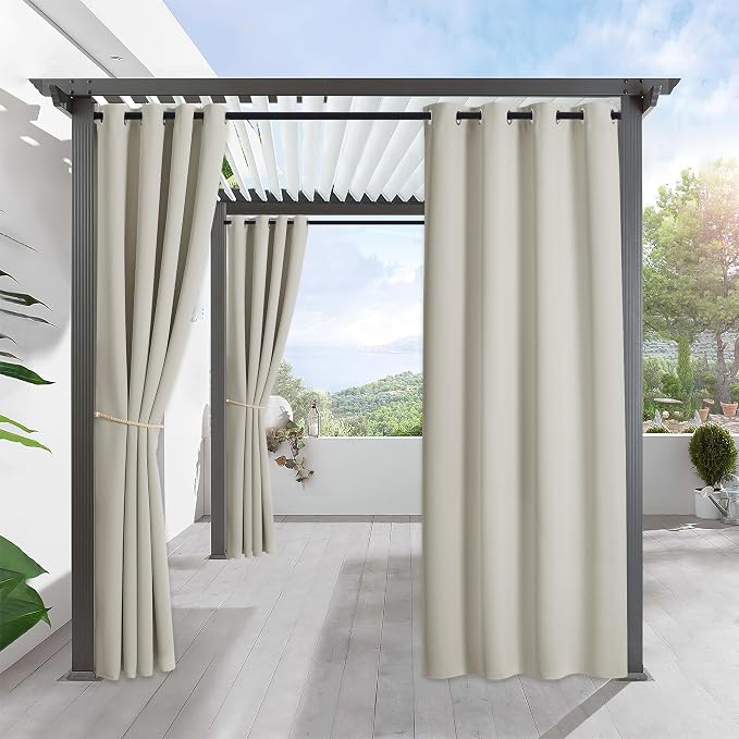 RYB HOME Outdoor Curtains for Patio Waterproof Block Sunlight Thermal Insulated by RYBHOME