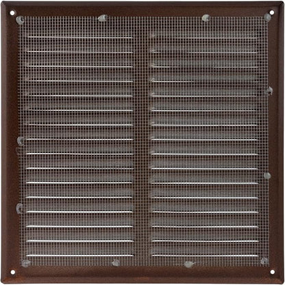 Square Ventilation Grille / 10" x 10" Inch Inside Measurement/Brown Metal Air Vent Louver - Inside/Outside use / 11.6" x 11.6" Inch Outer Measurement