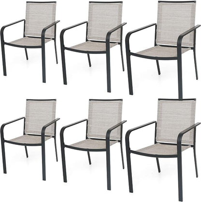 Anmutig Stackable Outdoor Dining Chairs Set of 6, Textilene Fabric, Breathable by Anmutig