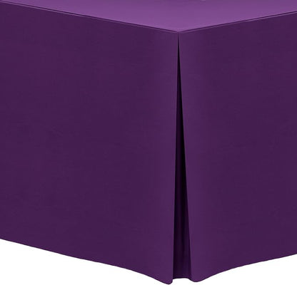 Ultimate Textile 5 ft. Fitted Polyester Tablecloth - Fits 30 x 60-Inch Banquet and Folding Rectangular Tables - 42" H, Plum