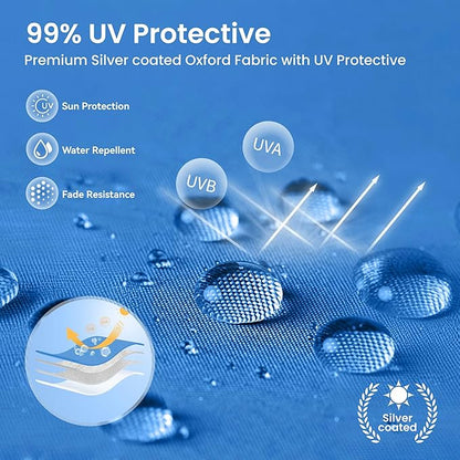 PHI VILLA Canopy with One Sidewalls,Angled Leg 12 x 12 UV Block Sun Shade Canopy Tent Gazebo for Patio Outdoor, Lightweight, Blue