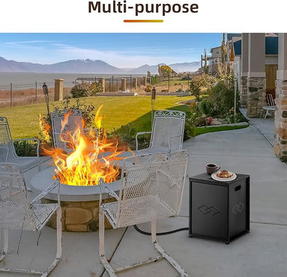 Propane Tank Cover Table with Storage Sides, Dual Function Table and Cover for Patio or Garden,for Gas Fire Pits, Fits 20-Pound Tanks