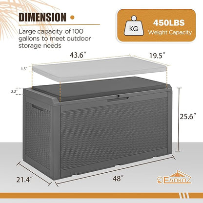 Devoko 100 Gallon Resin Waterproof Outdoor Storage Box - Image 6