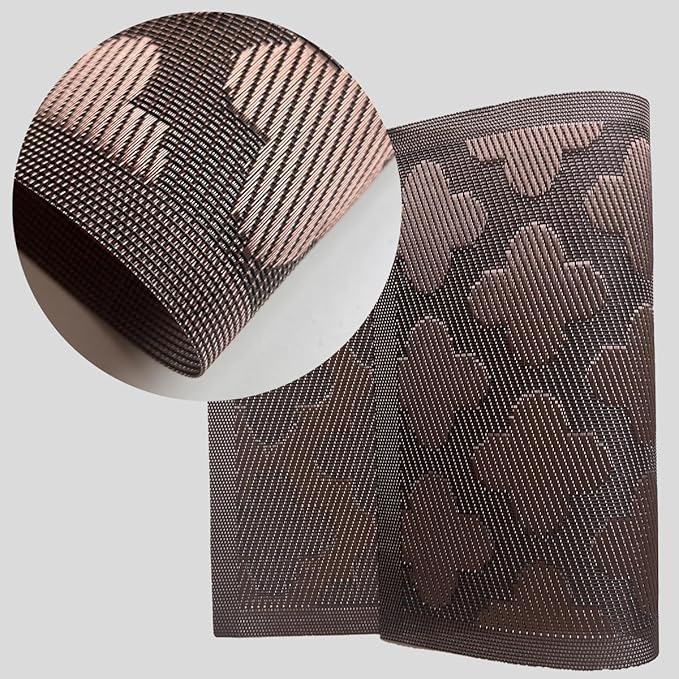 Elegant Placemats Set of 6, Plastic Heat-Resistant Non-Slip Vinyl Place Mats Washable Easy to Clean Placemat for Dining Table (Brown)