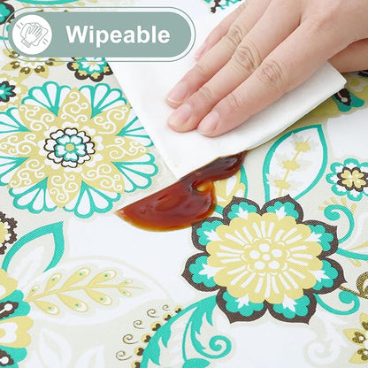 misaya Rectangle Waterproof Vinyl Table Cloth, Wipeable Tablecloth with Flannel Backing, Plastic Table Cover for Dinner, Picnic, Indoor and Outdoor (Paisley Flower, 54" x 78")