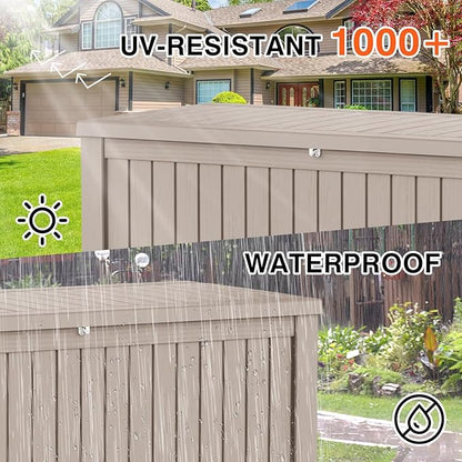 180 Gallon Outdoor Storage Box Waterproof Lockable Resin Deck Box Large, Patio Storage Bin for Pool Accessories Cushion Furniture, Garden Tools, UV-Resistant Outside Delivery Grey