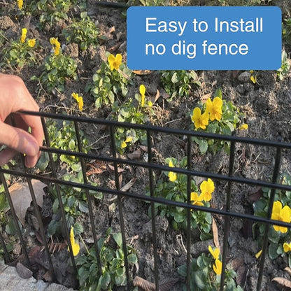 32x10-inch No Dig Animal Barrier Fence, 20 Pack Black Dig Protective Fence with 1.5 inch Spike spacing, Dog/Rabbit/Groundhog Underground Defence, for Outdoor Garden Patio