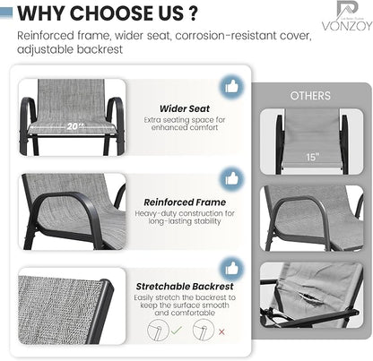 Patio Chairs Set of 6, Stackable Dining Chairs High Back, Breathable Seat - Image 7