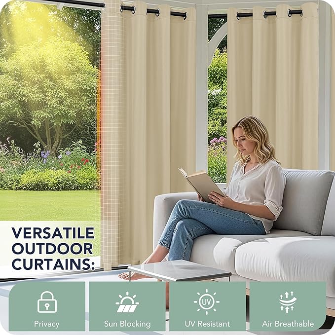Gazebo Curtains Outdoor Waterproof 6 Panels, Patio Sun Shade | Weatherproof - Image 3