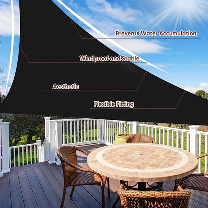 Shade&Beyond Custom Sun Shade Sail 8'x10'x12.8' Triangle Black Sun Sail Shades - Image 2