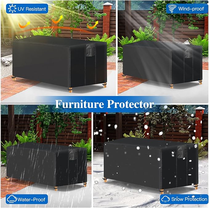 Fire Pit Cover Rectangular- Waterproof Firepit Cover (44L x 32W x 24H inches, Black) Outdoor Fireplace Cover Weatherproof and Non Fading