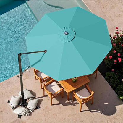 Devoko 10ft Solar LED Patio Umbrella, Round Cantilever Outdoor Umbrella - Image 2